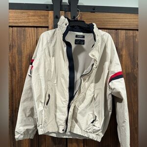 Vintage Nautica NX1000 Beige Sailing Jacket with Red and Navy Accents